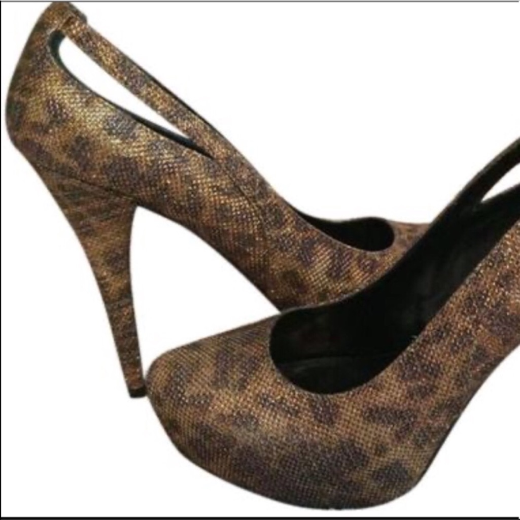 Guess Wgcubby4 Platform Stilettos 6 M Leopard Print Snake Skin